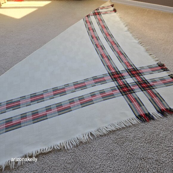 Large Woven Wool Triangle Scarf Shawl Plaid Rondina - Picture 11 of 16